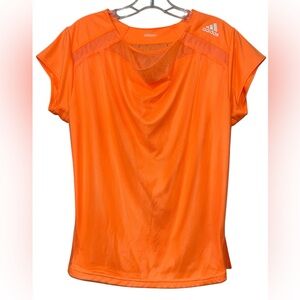Adidas Climacool Adizero Draped Mesh Neckline Formotion Top, Neon Orange, XL